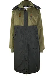 Lang parkas med hette og materialmiks, rett passform, bonprix