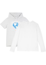 T-shirt for barn og langermet topp laget av økologisk bomull (2-delt sett), bpc bonprix collection