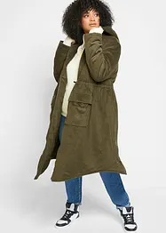 Cord-kåpe med hette med teddy-fleece, i ren bomull, bonprix