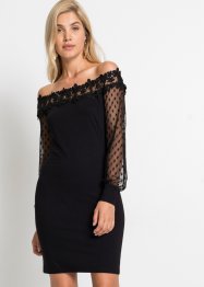 Off-Shoulder kjole med ermer i mesh, BODYFLIRT boutique