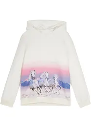 Sweatshirt med hette og hestemotiv til jente, bonprix