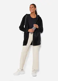 Loungewear langermet fleece-kosejakke med hette, bonprix