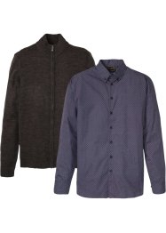 Strikkejakke og skjorte (2-delt sett), bpc selection