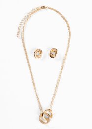 Halssmykke, øredobber med zirkonia (3-delt smykkesett), bpc bonprix collection