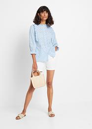 Bluse med hullbroderi og volanger, BODYFLIRT