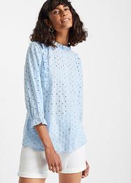 Bluse med hullbroderi og volanger, BODYFLIRT