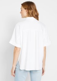 Oversized bluse med kort arm og lin, bpc bonprix collection