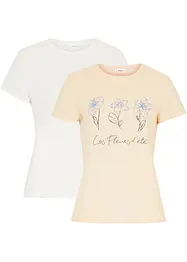 Basic T-skjorte med trykk (2-pack), bonprix