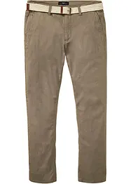 Regular Fit-chinos i materiale med stretch, komfortsnitt og belte, Straight, bonprix