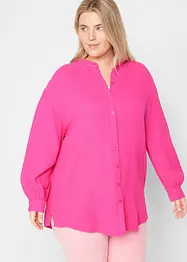 Oversized lang musselin-bluse av bomull med splitt i sidene, bonprix