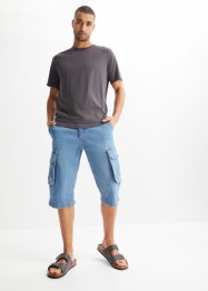 Lang stretch jeans-bermuda med komfortsnitt, Regular Fit, John Baner JEANSWEAR