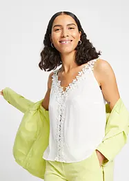 Ermeløs, krinklet bluse, bonprix