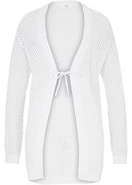 Oversized strikkejakke med hullmønster og knytebelte, av linmiks, bpc bonprix collection