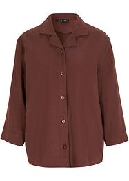 Bluse med reverskrage, med lin, bpc bonprix collection