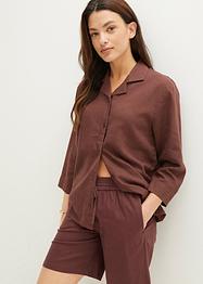 Bluse med reverskrage, med lin, bpc bonprix collection