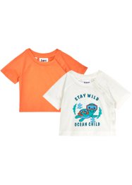 T-skjorte med knappestolpe av økologisk bomull til baby (2-pack), bpc bonprix collection