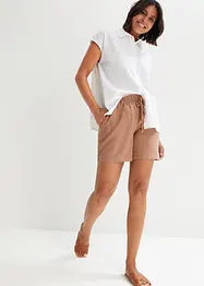 Paperbag-shorts i lin, bonprix