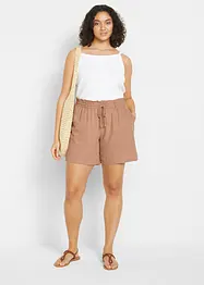 Paperbag-shorts i lin, bonprix