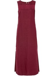 Maxi-kjole med lin, hullmønster i utringningen og splitt i siden, bpc bonprix collection