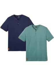 Henley T-skjorte, kort arm (2-pack), bpc bonprix collection
