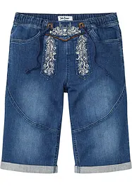 Stretch-jeansbermuda med broderi, Regular Fit, bonprix