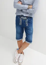 Stretch-jeansbermuda med broderi, Regular Fit, bonprix