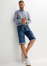 Stretch-jeansbermuda med broderi, Regular Fit, bonprix