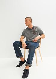 Loose Fit poloskjorte med vasket look, kort arm, John Baner JEANSWEAR