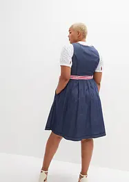 Dirndl med jeans-look og forkle, knelang (2-delt sett), bonprix