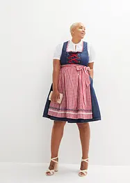 Dirndl med jeans-look og forkle, knelang (2-delt sett), bonprix