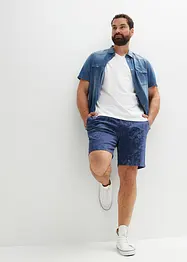 Kortermet jeansskjorte i økologisk bomull, Slim Fit, bonprix