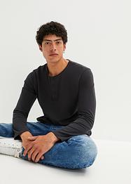 Langermet Henley-shirt i pique-kvalitet, RAINBOW