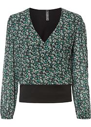 Trikotbluse med fast omslag, RAINBOW