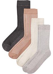 Termosokker (4-pack) med innvendig frotte og rib-look, bpc bonprix collection