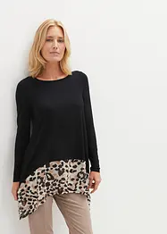 Asymmetrisk topp med chiffon-innfelling, bonprix