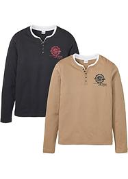 Henley T-shirt, lang arm (2-pack), John Baner JEANSWEAR