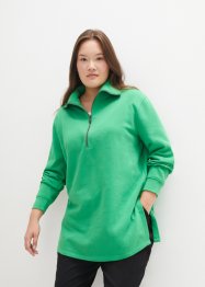 Lang sweatshirt med troyer-krage og lang splitt, av resirkulert polyester, bpc bonprix collection