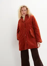 Varm cord-parkas med teddyfôr i hetten, i A-fasong, bonprix