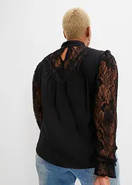 Bluse med blonde, bonprix