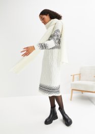Knelang strikket kjole med koftemønster og ballongermer, bpc bonprix collection