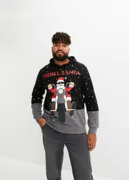 Sweatshirt med hette og julemotiv, av økologisk bomull, bonprix