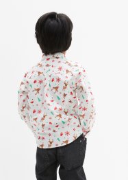 Langermet skjorte med julemotiv og sløyfe til barn (2-delt sett), Slim Fit, bpc bonprix collection