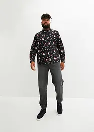 Langermet skjorte i 100% bomull med juleprint, Slim Fit, bonprix