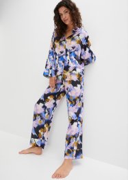Vevd oversized pyjamas av matt sateng med knappestolpe, bpc bonprix collection