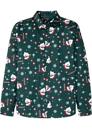 Langermet skjorte i 100% bomull med juleprint, Slim Fit, bonprix