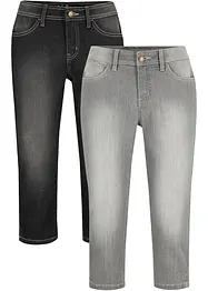 Komfort-capribukse i denim med stretch (2-pack), bonprix