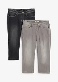 Komfort-capribukse i denim med stretch (2-pack), bonprix