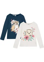 Langermet topp for barn, økologisk bomull (2-pack), bonprix