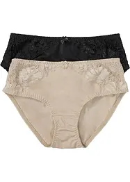 Høy truse med blonder (2-pack), bonprix