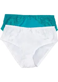 Høy truse med blonder (2-pack), bonprix
